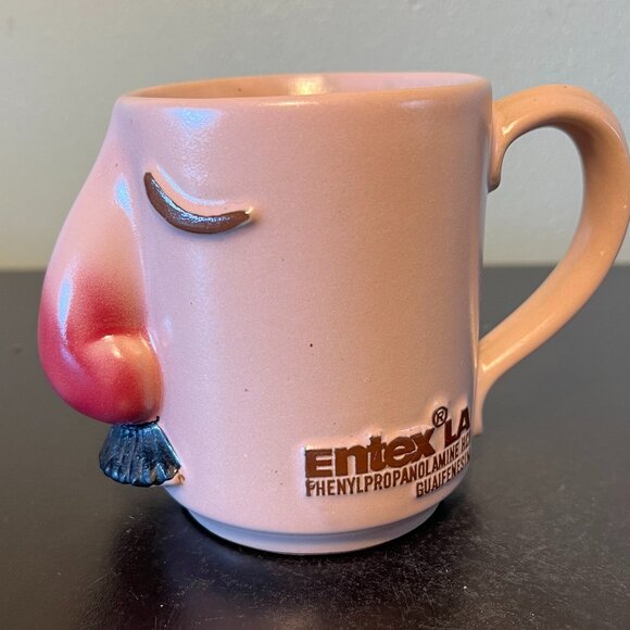 VTG Entex LA Drug Pharmaceutical Promotional 3-D Big Nose & Mustache Pottery Mug - Picture 6 of 12